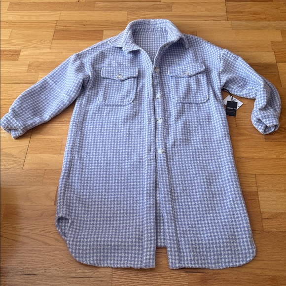 Brushed Houndstooth Longline Shirt coat NEW - Picture 1 of 14
